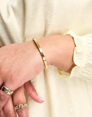 ASOS DESIGN Curve - Bracciale rigido in acciaio inossidabile resistente all'acqua color oro