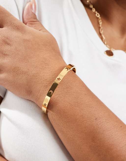ASOS DESIGN Curve - Bracciale rigido in acciaio inossidabile resistente all'acqua con design celestiale