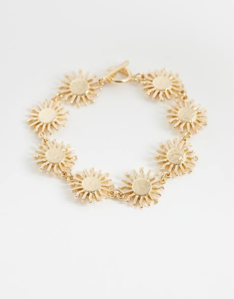 ASOS DESIGN Curve - Bracelet avec barre en T et petit motif soleil - Doré - view 1