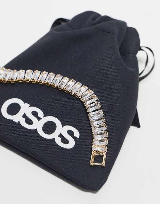 ASOS DESIGN Curve - Bracelet avec cristaux en zircons cubiques - Doré, 4 de 4