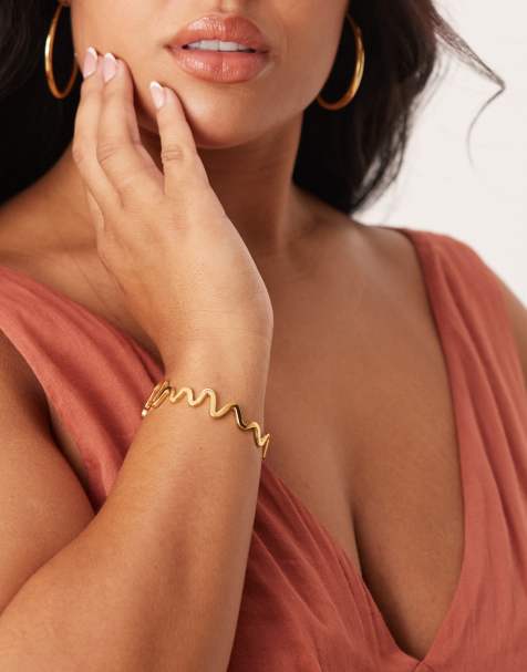 ASOS DESIGN Curve - Bracelet en acier inoxydable étanche avec tortillons - Doré - view 1