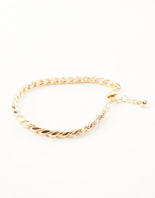 ASOS DESIGN Curve bracelet in vintage look chain design with gold tone
