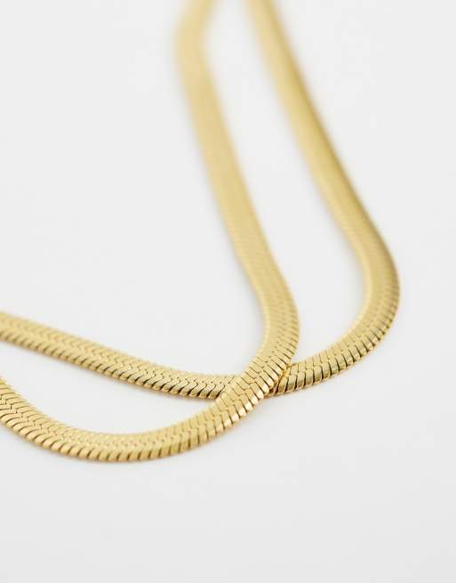 ASOS DESIGN Curve - Bracelet multi-rangs en maille serpentine en acier inoxydable résistant à l'eau - Doré, 2 de 3
