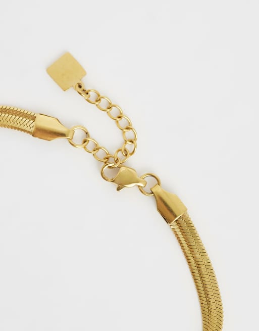 ASOS DESIGN Curve - Bracelet multi-rangs en maille serpentine en acier inoxydable résistant à l'eau - Doré, 3 de 3