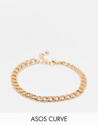 ASOS DESIGN Curve bracelet with curb chain in gold tone - ASOS Price Checker