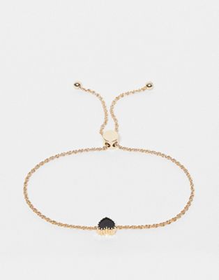 ASOS DESIGN Curve bracelet with enamel heart charm in gold tone