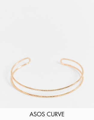 ASOS DESIGN ASOS DESIGN Curve bracelet with shimmer cuff design in gold tone