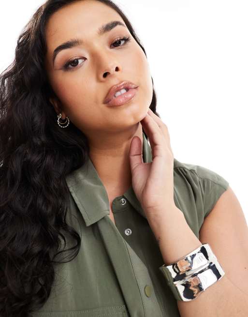 ASOS DESIGN Curve – Bransoleta z efektem stopienia w kolorze srebra