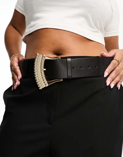 ASOS DESIGN Curve - Brede tailleriem met decoratieve gesp 