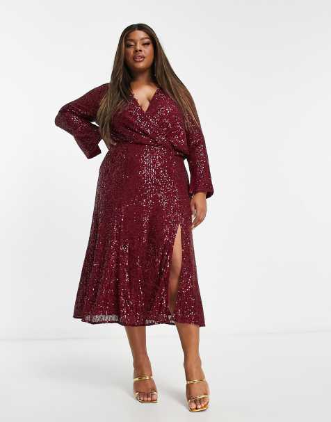 ASOS DESIGN Curve - Bærfarvet udsmykket midikjole med knapper og draperinger - view 1