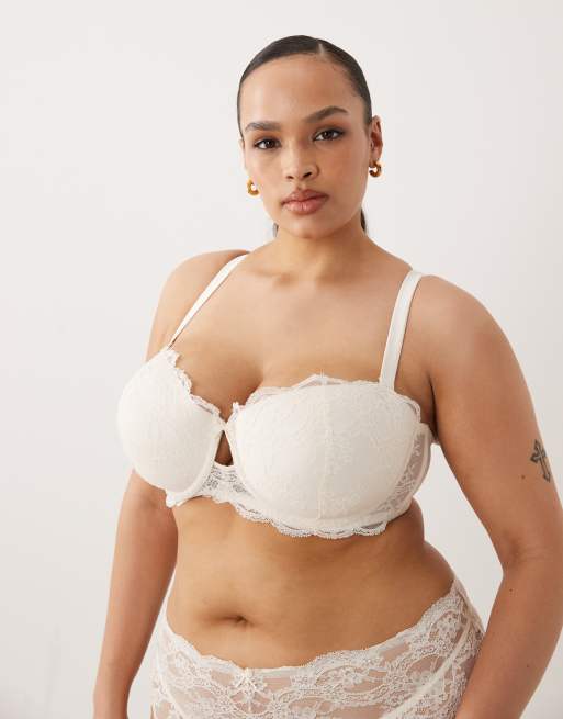 ASOS DESIGN Curve – Lola – Zestaw bielizny koronkowej w kolorze kości słoniowej, 3 z 3