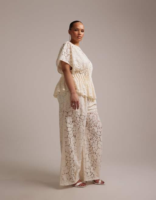 ASOS DESIGN Curve bridal short sleeve lace top (part of a set), 2 of 5