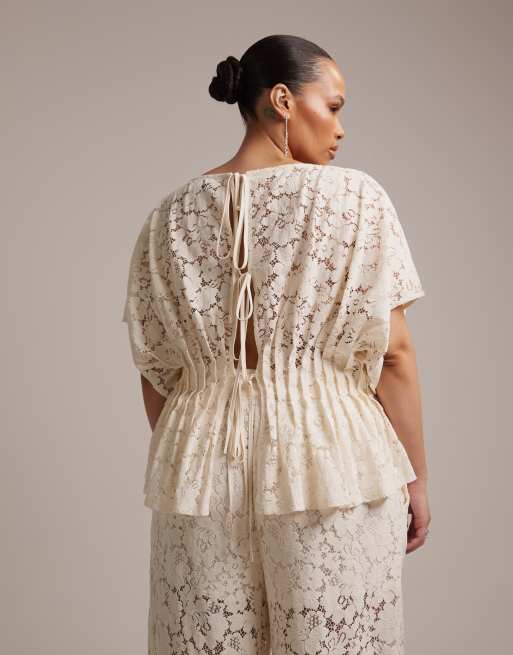 ASOS DESIGN Curve bridal short sleeve lace top (part of a set), 5 of 5