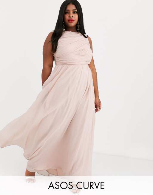 Asos soft 2025 blush bridesmaid dress