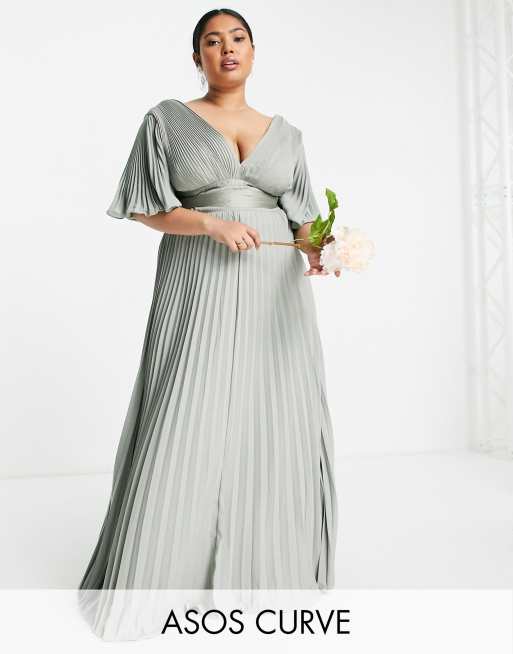 Asos grey cheap pleated dress