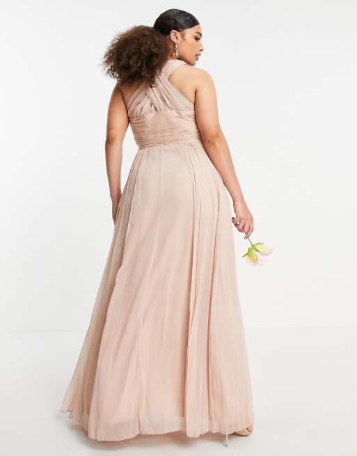 ASOS DESIGN Bridesmaid ruched bodice drape maxi dress with wrap waist