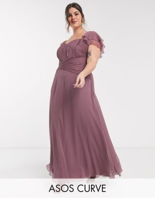 ASOS DESIGN Curve Bridesmaid short sleeve ruched maxi dress ASOS