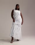 [ASOS Curve] ASOS DESIGN Curve Bridesmaids racer neck bias ruffle maxi dress in light blue 22 Light blue
