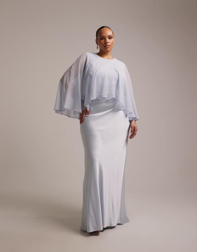ASOS DESIGN Curve bridesmaids sheer chiffon cape overlay with bias