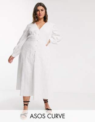 asos plus white dress