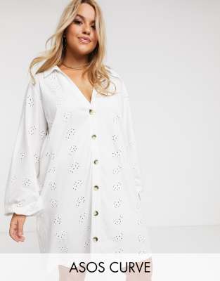 asos plus white dress