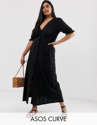 asos design broderie maxi tea dress