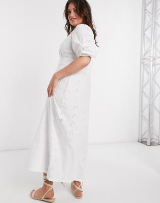 white puff sleeve maxi dress