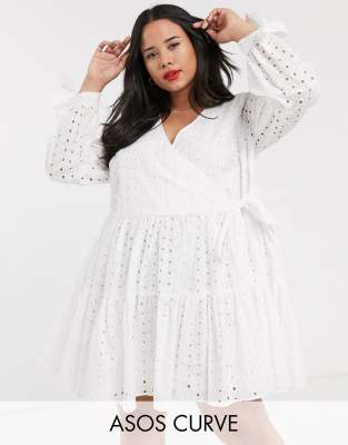 white wrap plus size dress