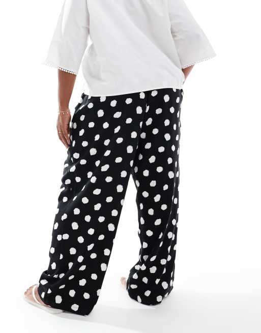 ASOS DESIGN Curve - Broek met elastische taille en stippenprint in zwart, 3 van 5