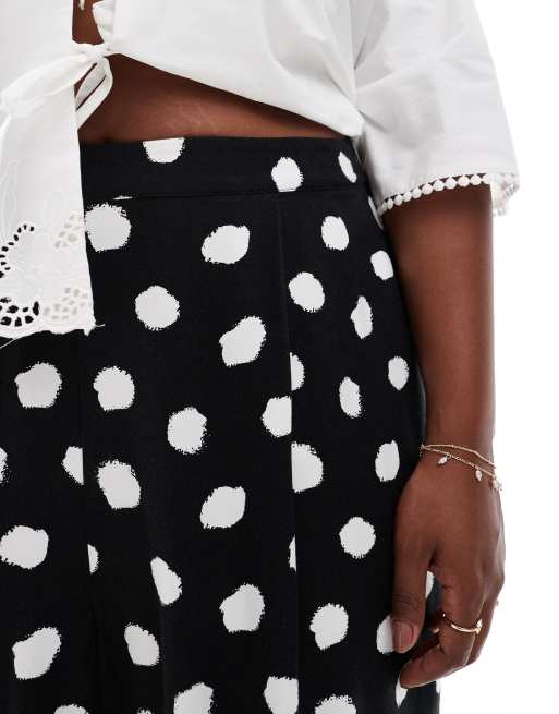 ASOS DESIGN Curve - Broek met elastische taille en stippenprint in zwart, 4 van 5