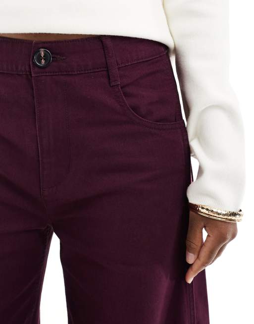 ASOS DESIGN Curve - Broek met riempje in de taille in wijnrood, 5 van 5