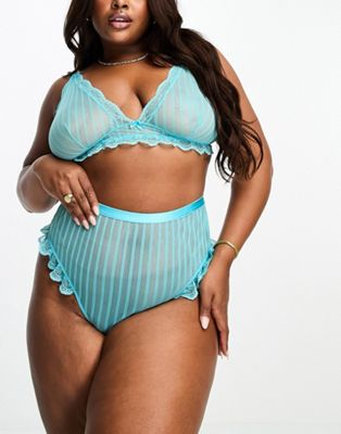 ASOS DESIGN Curve Brooke high-waist thong in turquoise - ASOS Price Checker