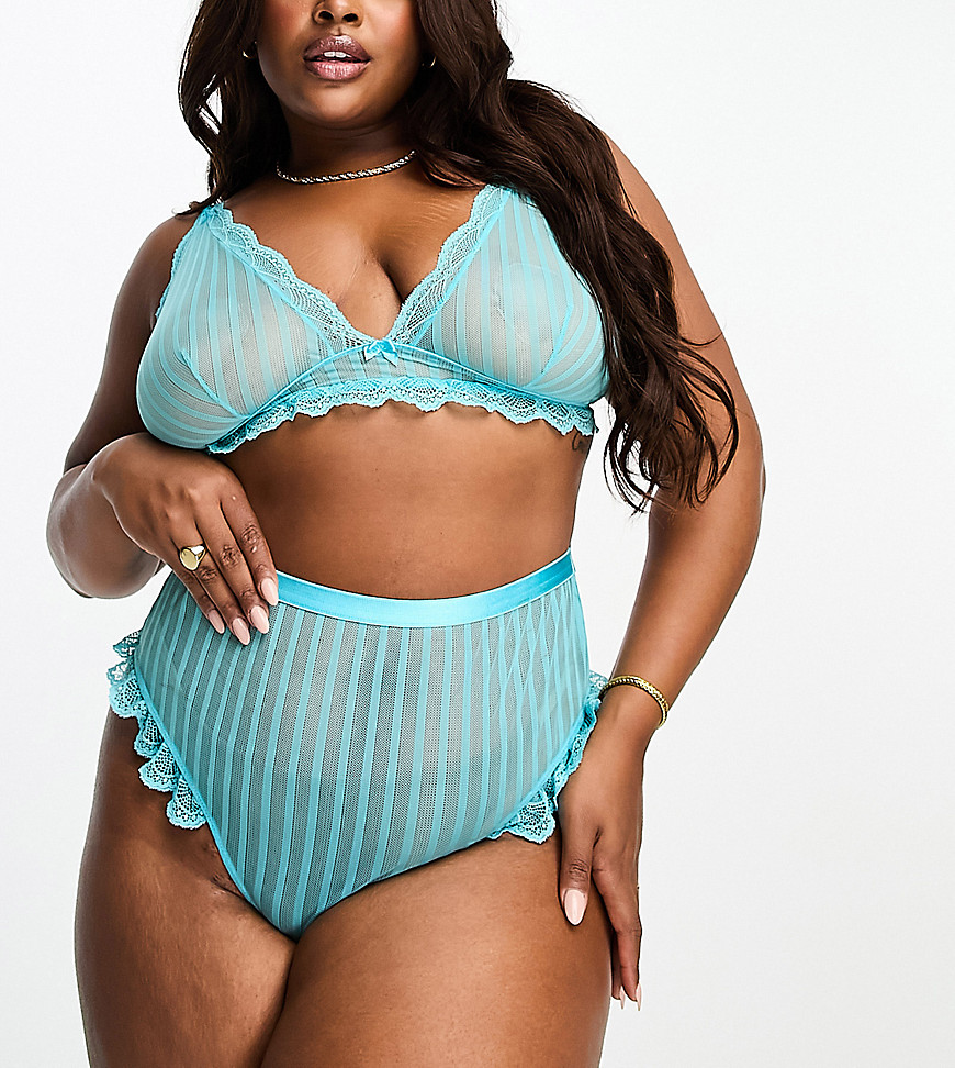ASOS DESIGN Curve Brooke high-waist thong in turquoise-Blue