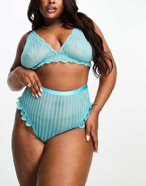 ASOS DESIGN Curve - Brooke - Højtaljet turkis G-streng - view 1