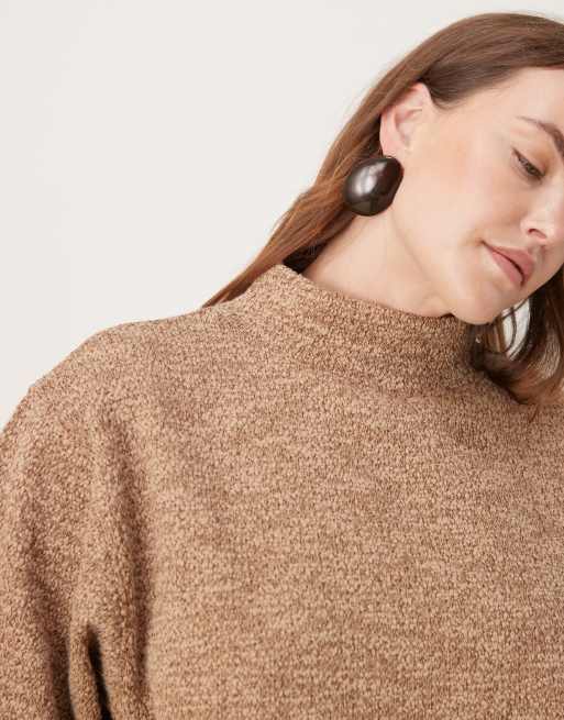 ASOS DESIGN Curve - Brun og meleret sweatshirt med ståkrave - Del af sæt, 4 af 4