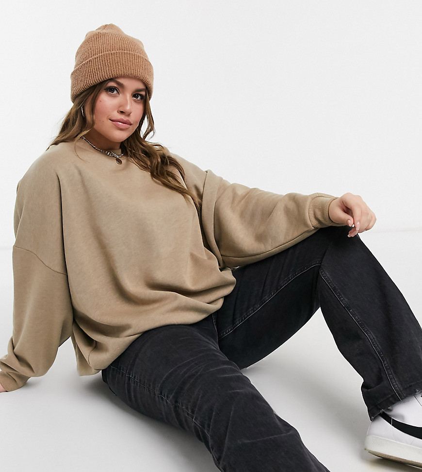 ASOS DESIGN Curve – Brun sweatshirt i oversize och mysig cocoon-design