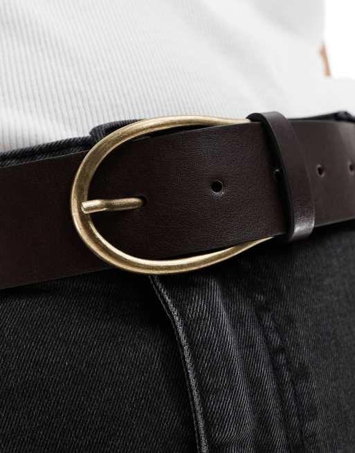 ASOS DESIGN Curve - Brunt hofte- og taljebælte til jeans med halvmåneformet spænde, 3 af 4