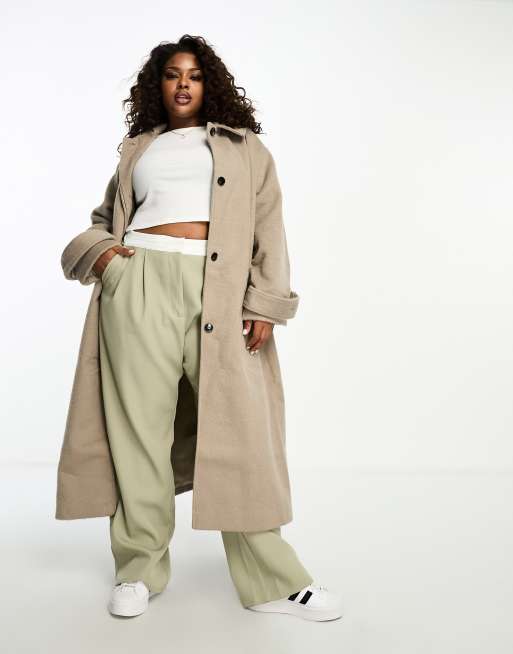 ASOS DESIGN Curve brushed wool mix coat in |