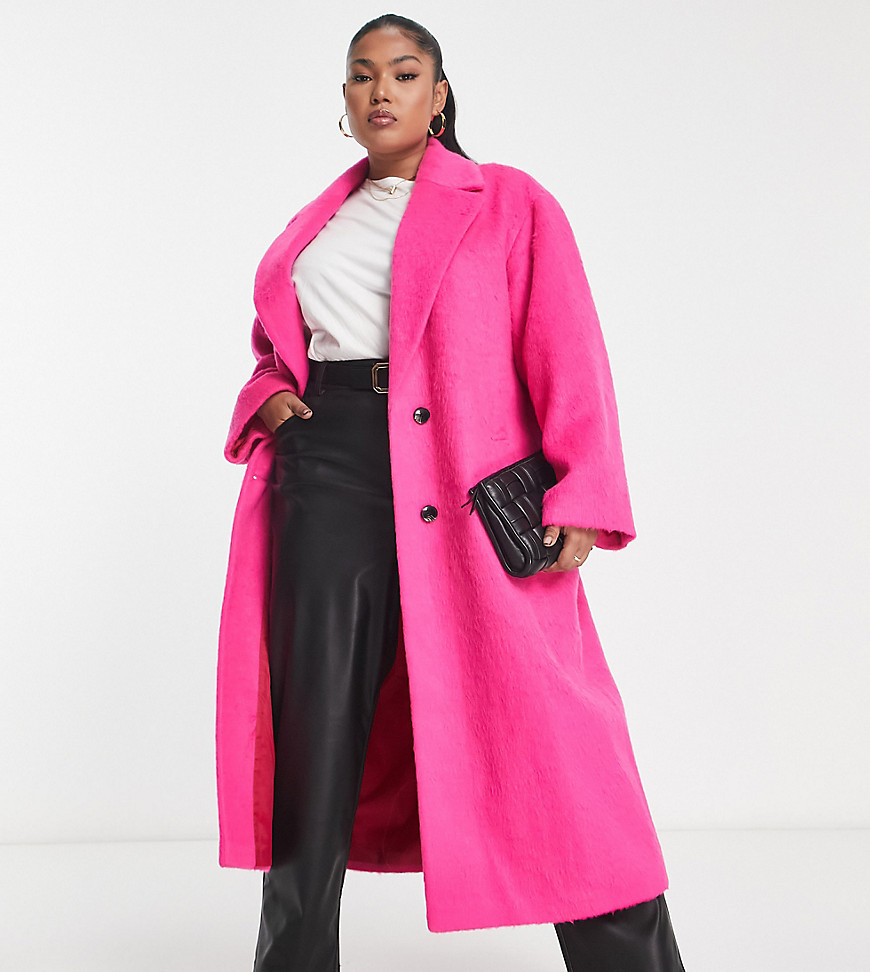 ASOS DESIGN Curve brushed formal coat in pink