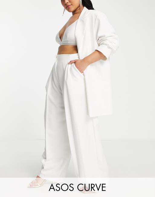 ASOS DESIGN Curve - Bryllupsbukser med vide ben og plisseringer foran