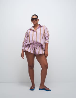 Asos Curve Asos Design Curve Bubble Hem Shorts In Pink