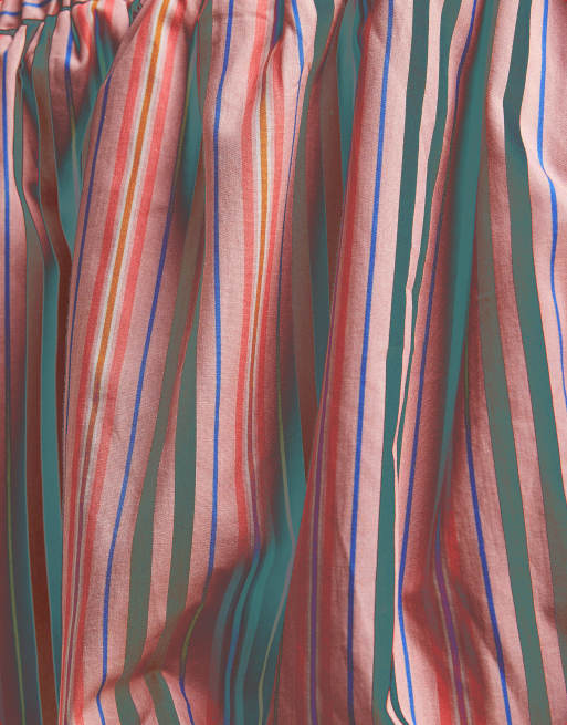 ASOS DESIGN Curve bubble hem shorts in pink stripe, 5 of 5