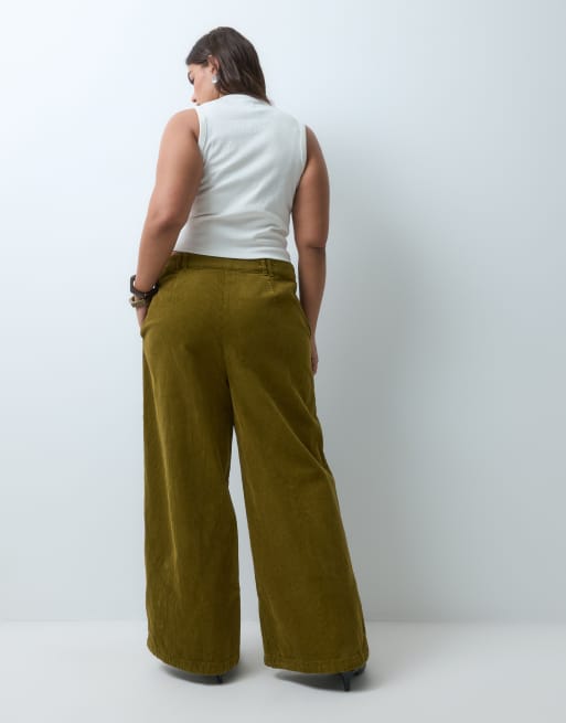 ASOS DESIGN Curve bukser med lige ben i ribfløjl i tørretobak, 4 af 5