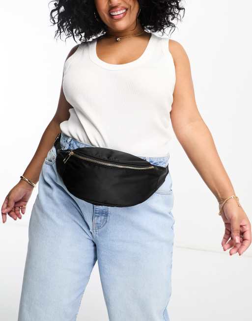 ASOS DESIGN front pocket fanny pack in silver