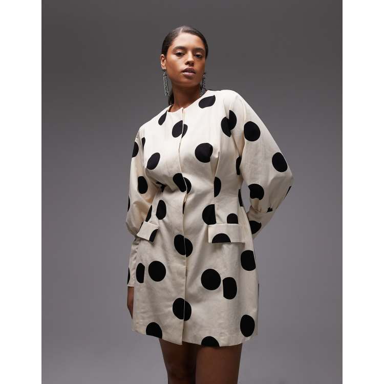 ASOS Design Curve button down blazer structured mini dress in polka dot-Multi