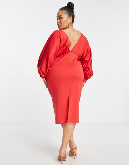 Asos plus size red dress best sale