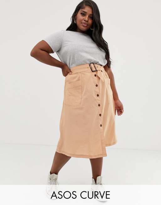 Asos midi 2024 button skirt