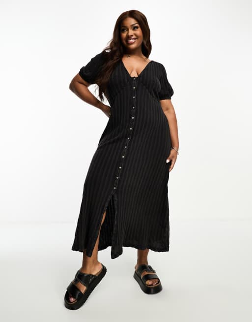 Plus size button shop front midi dress