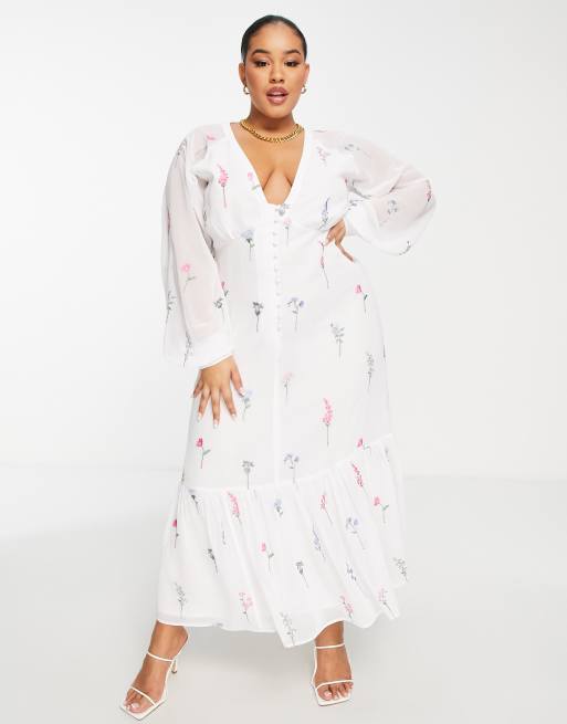 Asos design button through maxi tea dress best sale