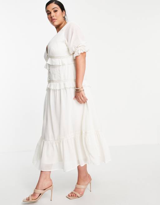 White button 2024 through midi dress